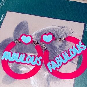 Shein Large “FABULOUS” Hoop Earrings